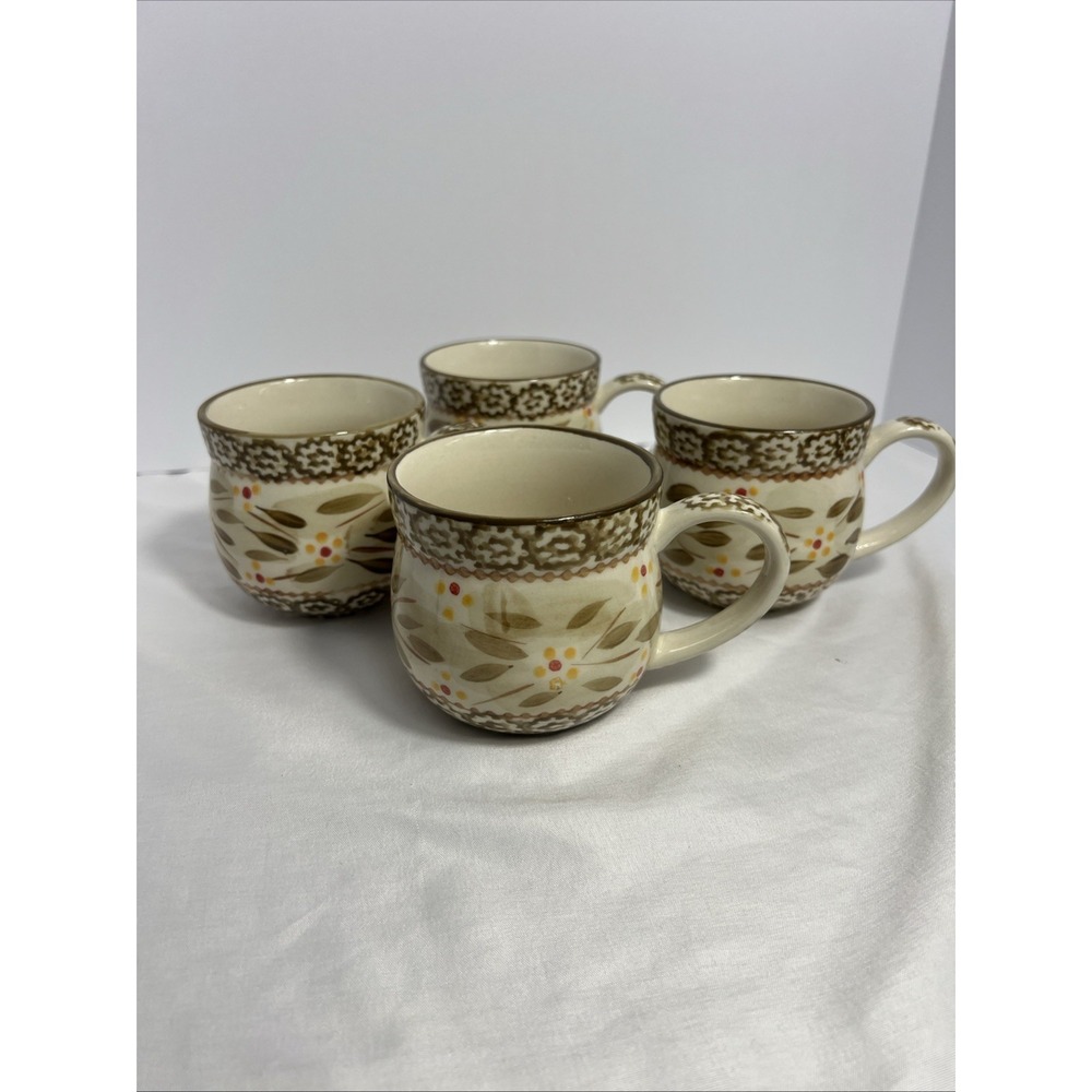 Temptations by Tara Old World Brown 4- 12 oz Coffee Mugs